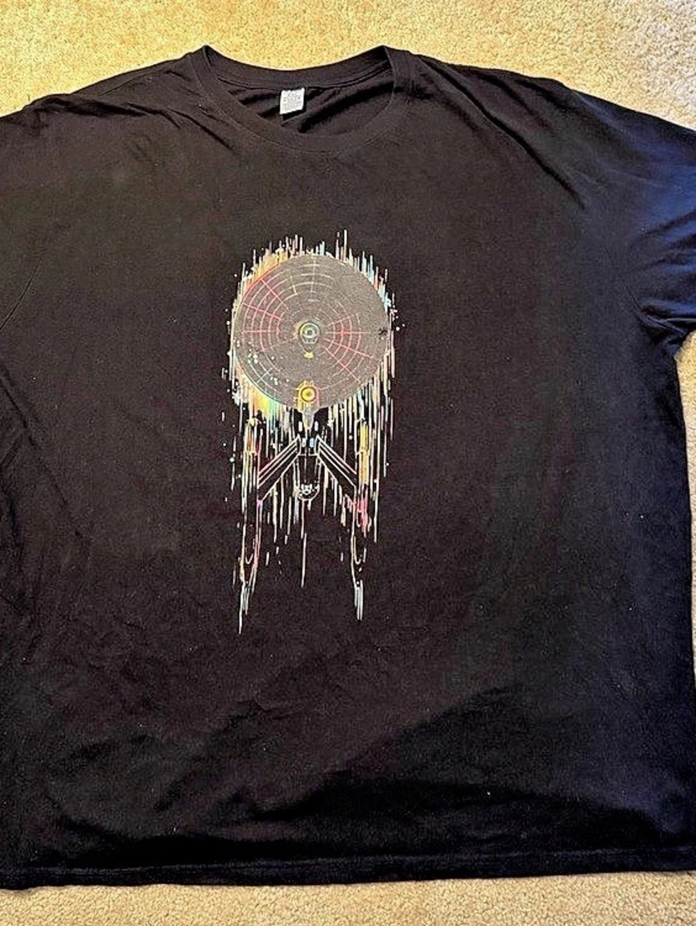 Star Trek Enterprise Graphic T-Shirt – Black – Approx. US 4XL / 56″ Chest